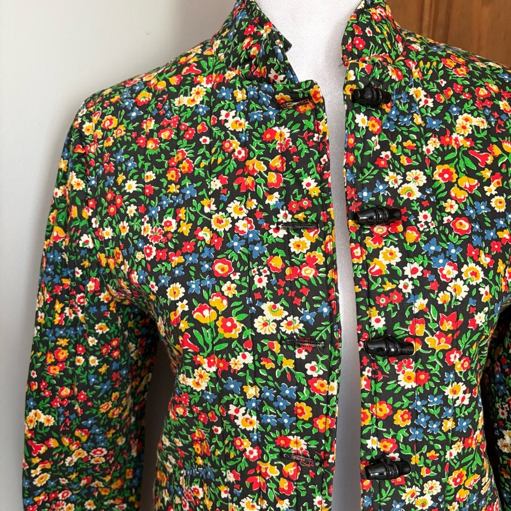Vintage Handmade 1970s Small ? Boho Cottagecore Floral Hippie Quilted Jacket - Picture 2 of 6